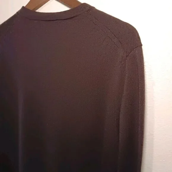 Banana Republic Mens Merino Wool Sweater Crewneck Dark Brown Size L - Picture 9 of 14
